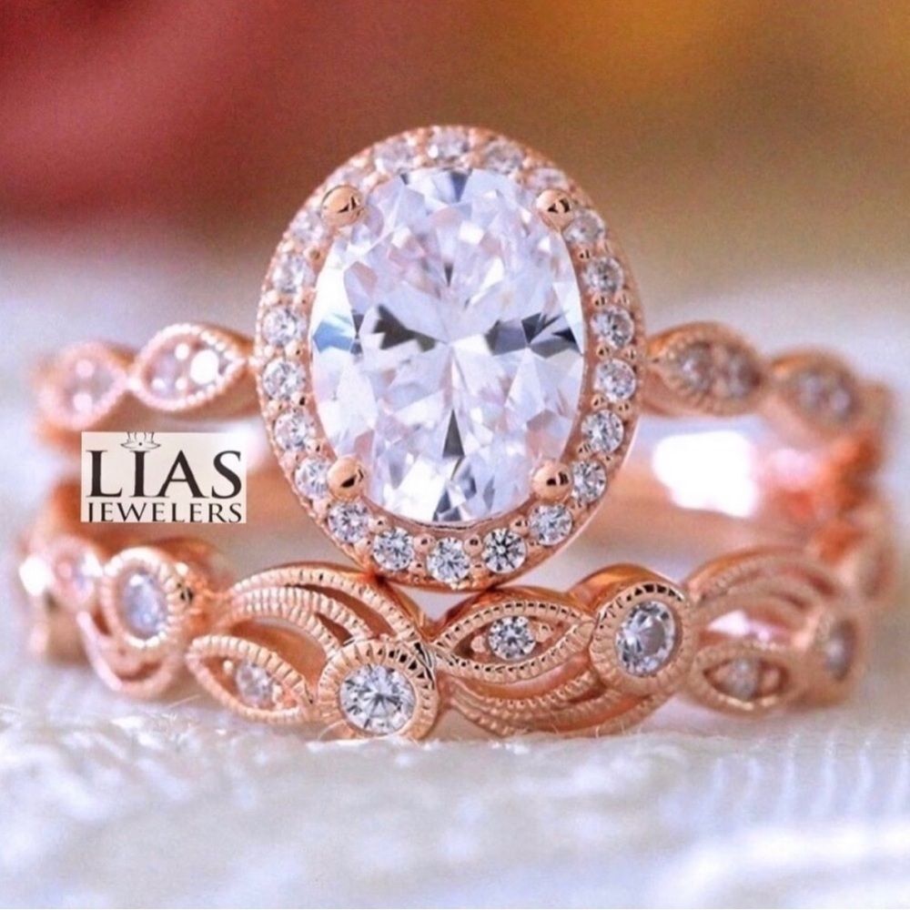 New 18k rose gold wedding ring set